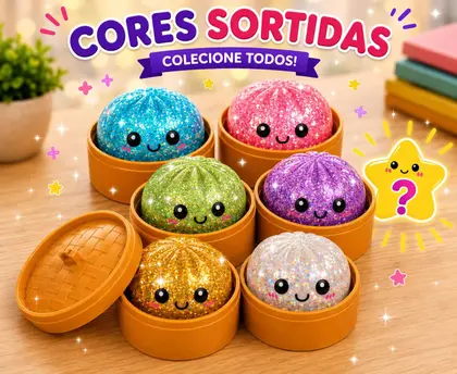 Squishy Dumpling Glitter com Cestinha Cor Surpresa